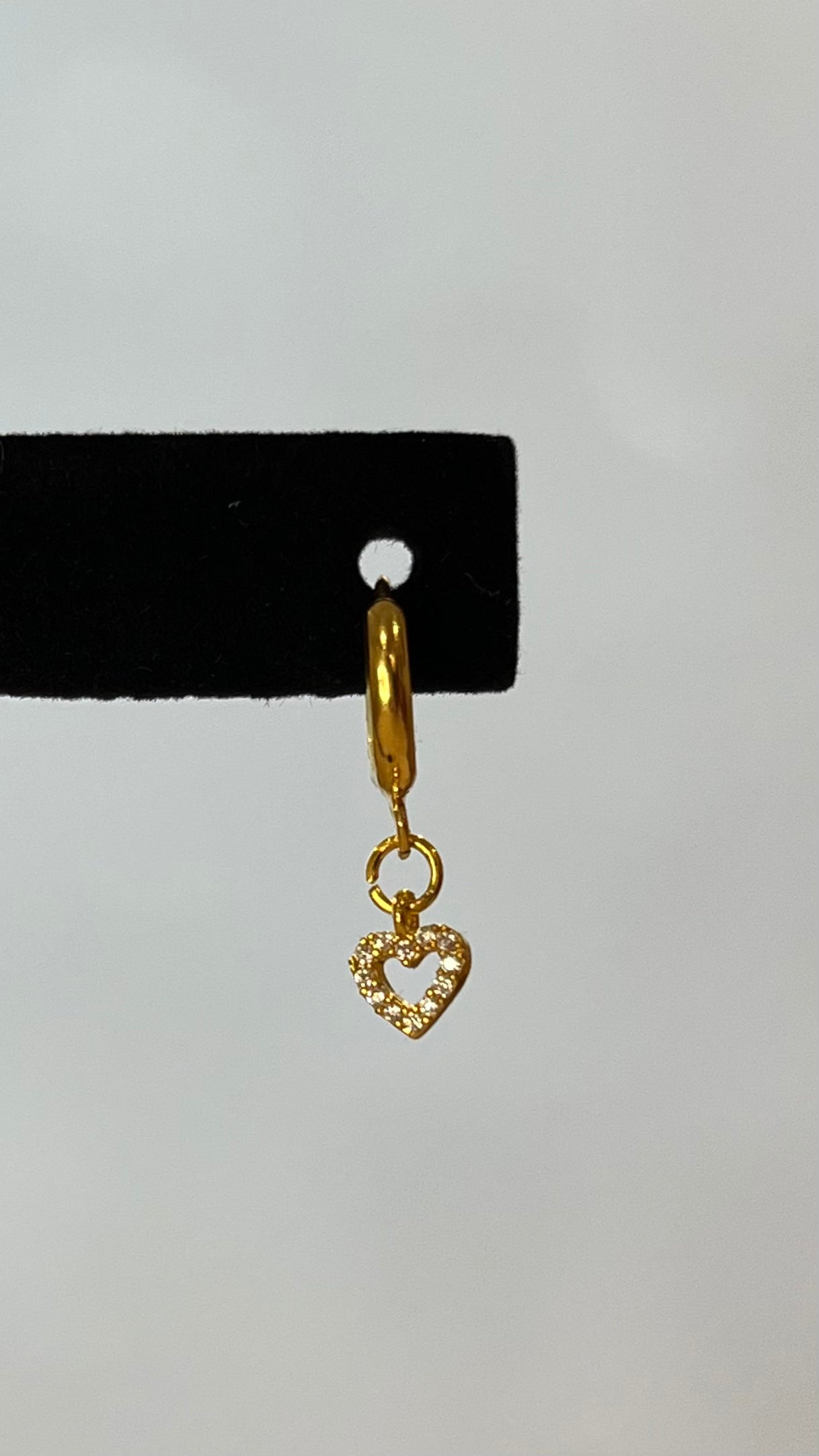 Rhinestone heart huggie hoops