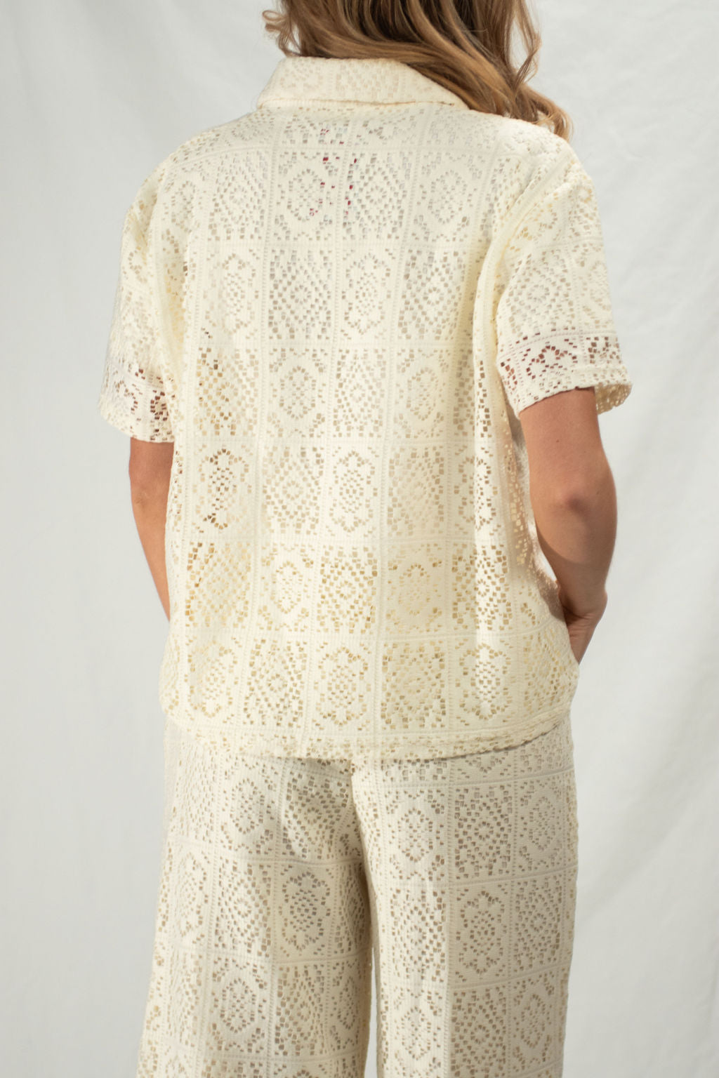 Cream top with crochet detailing