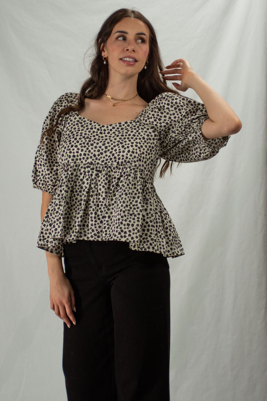 Ava Ditsy Floral Puff Sleeve Blouse