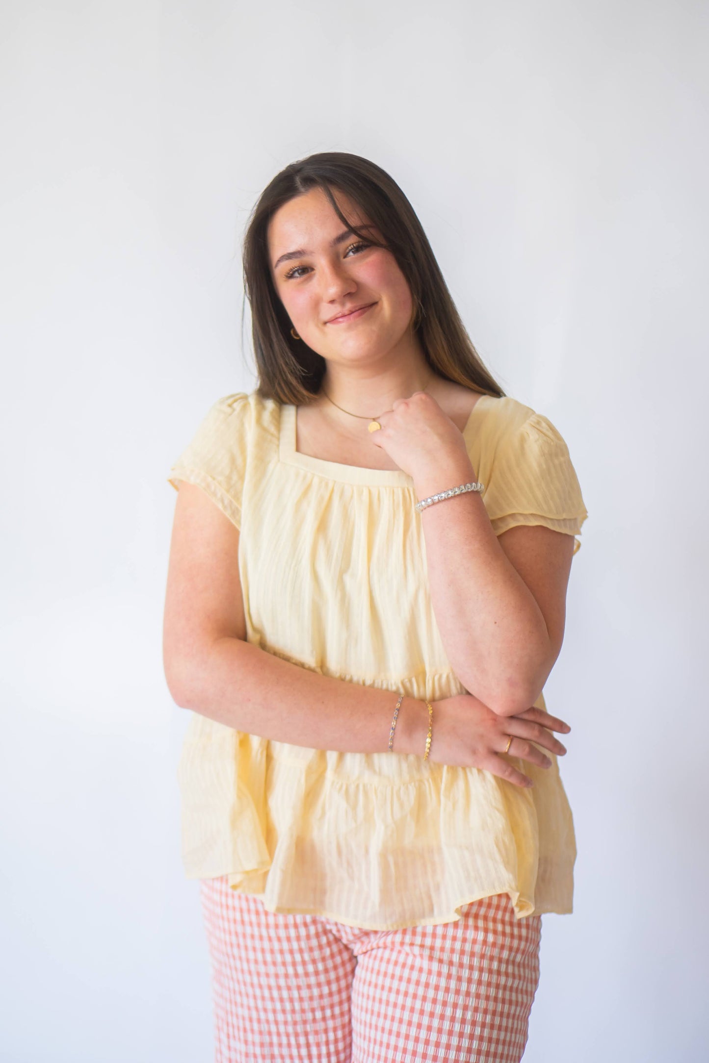 Delilah Tiered Square Neck Blouse in Cream