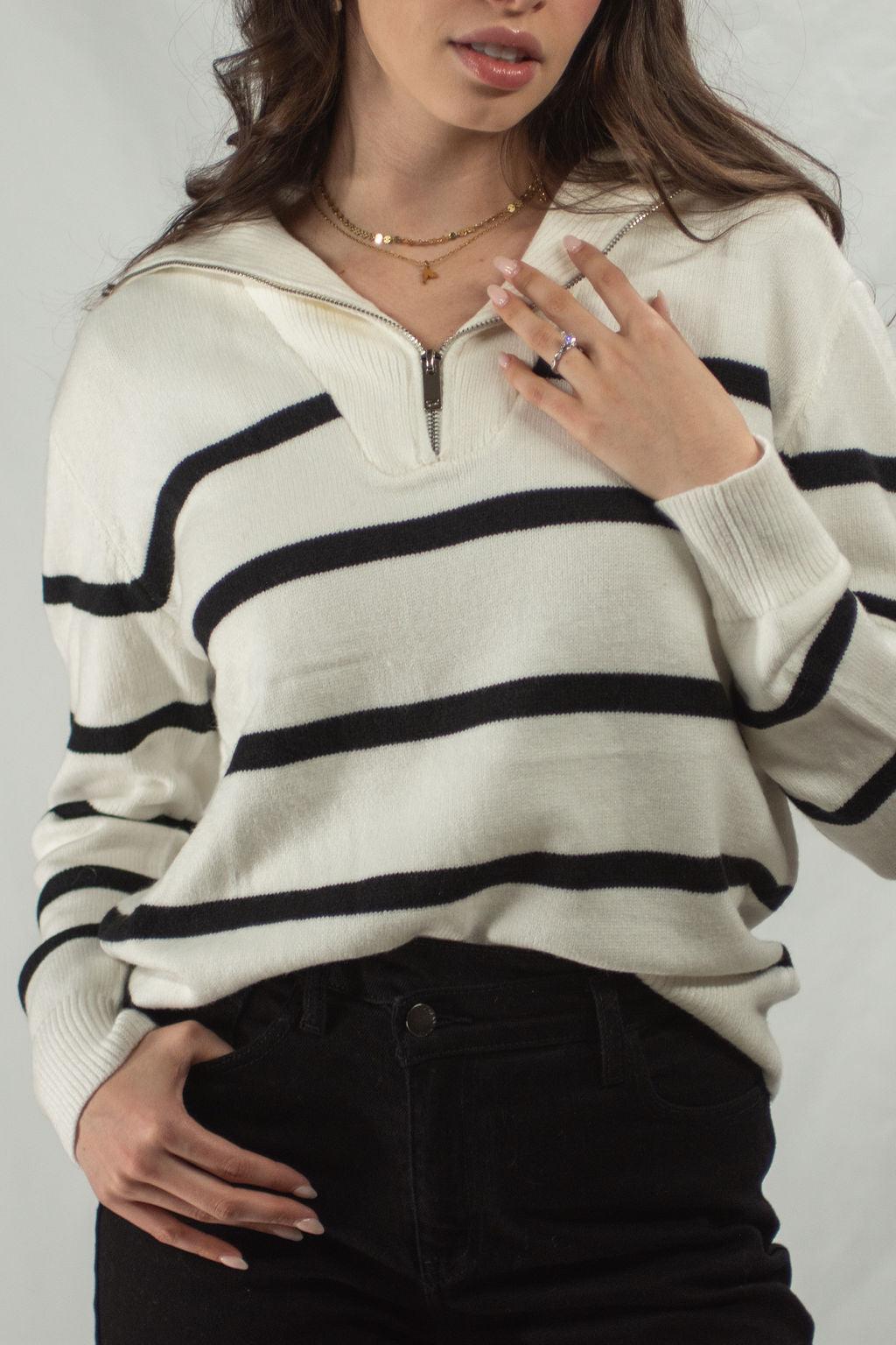 Jackie Nautical Zip Sweater