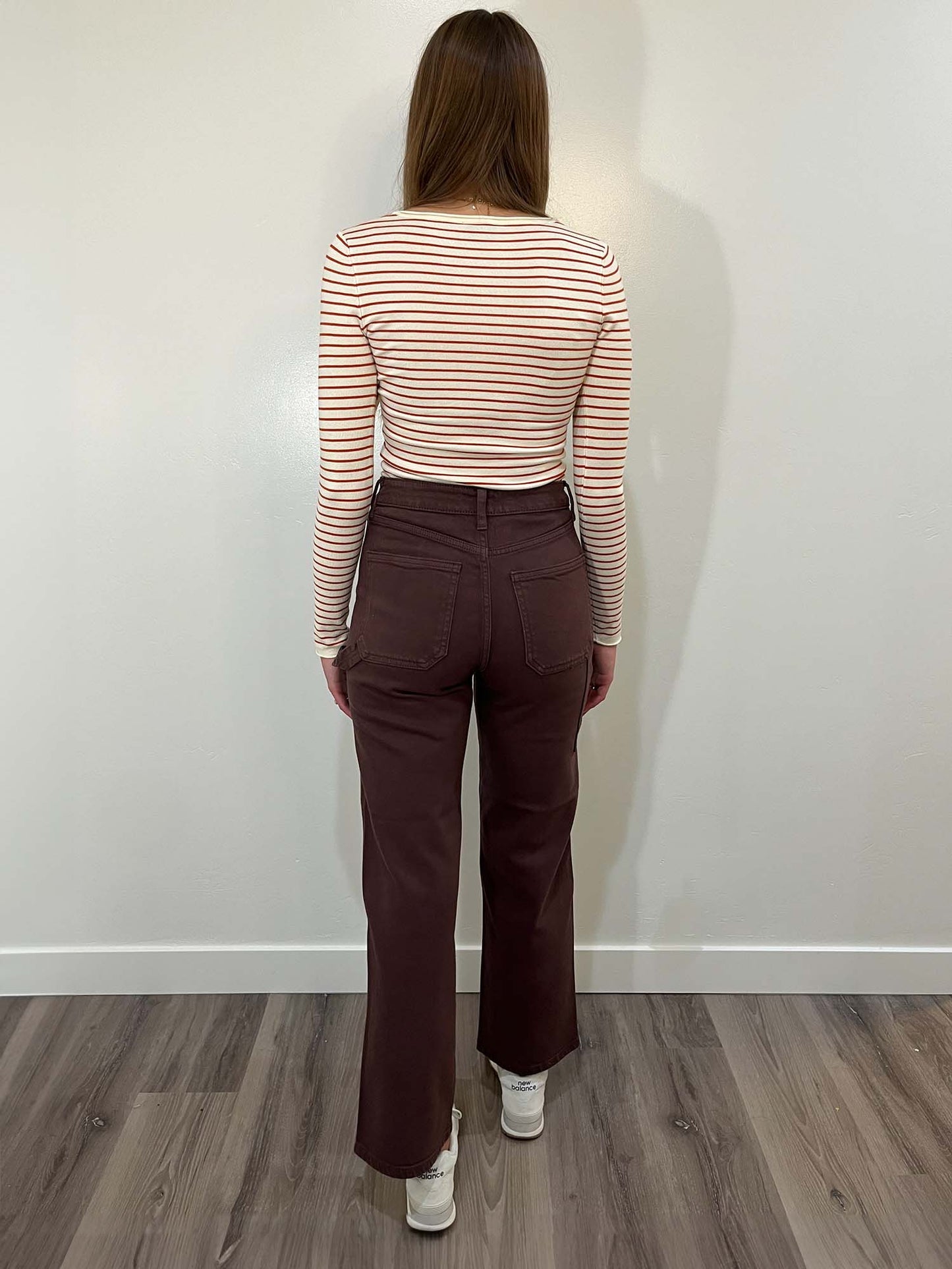 Back of brown carpenter jeans