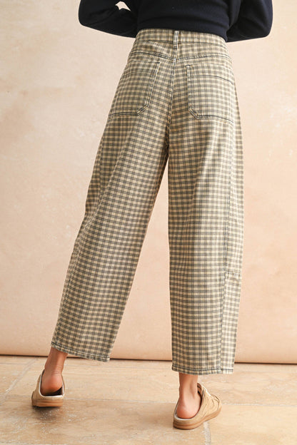 Charlie Gingham Barrel Pants