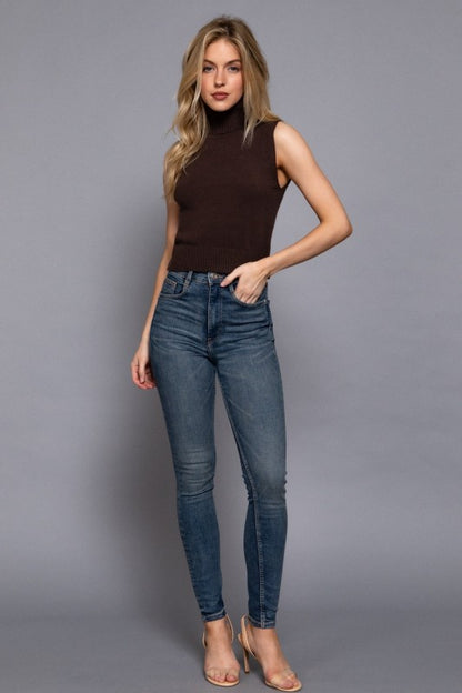 Vivienne Sleeveless Turtleneck Sweater Top