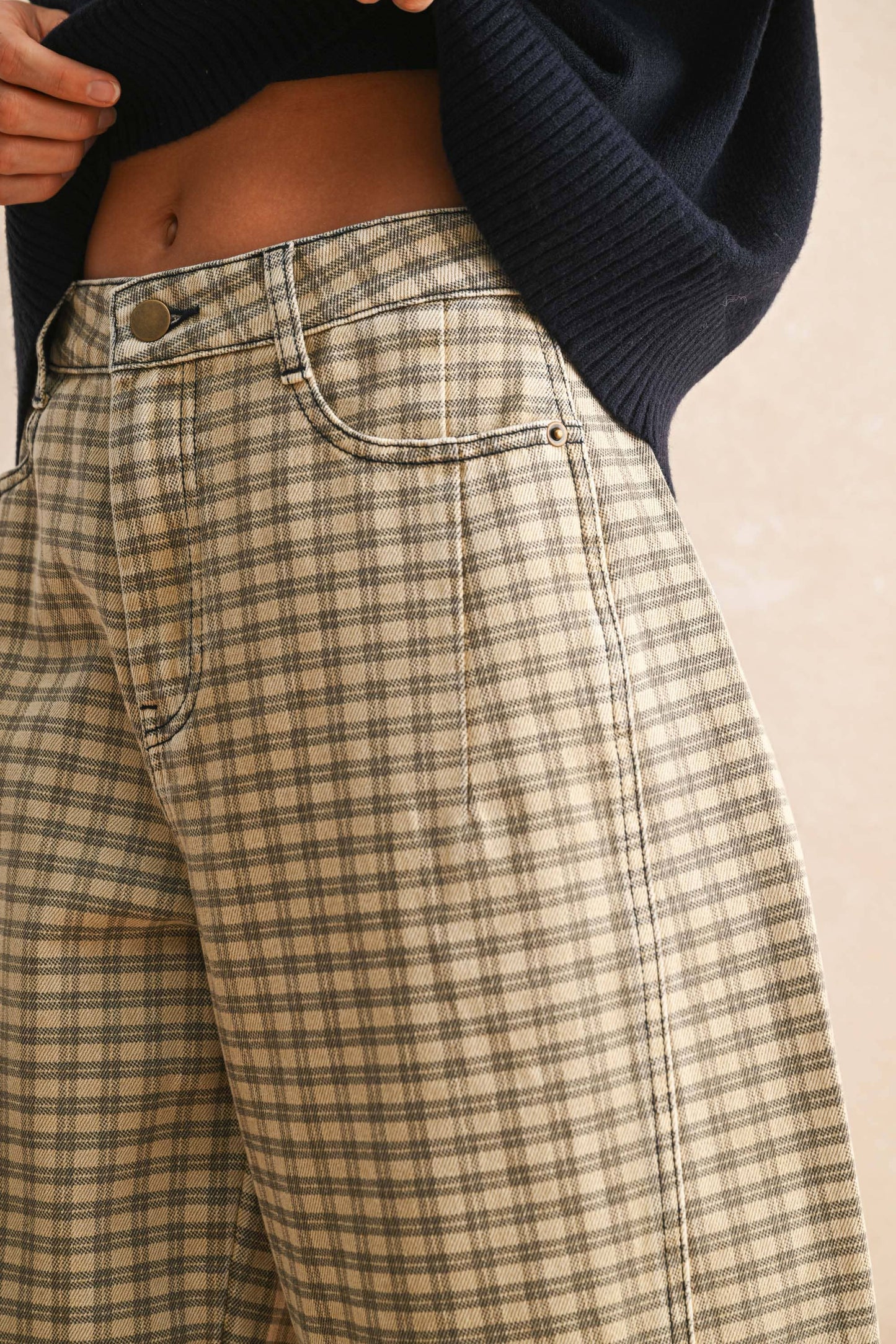 Charlie Gingham Barrel Pants