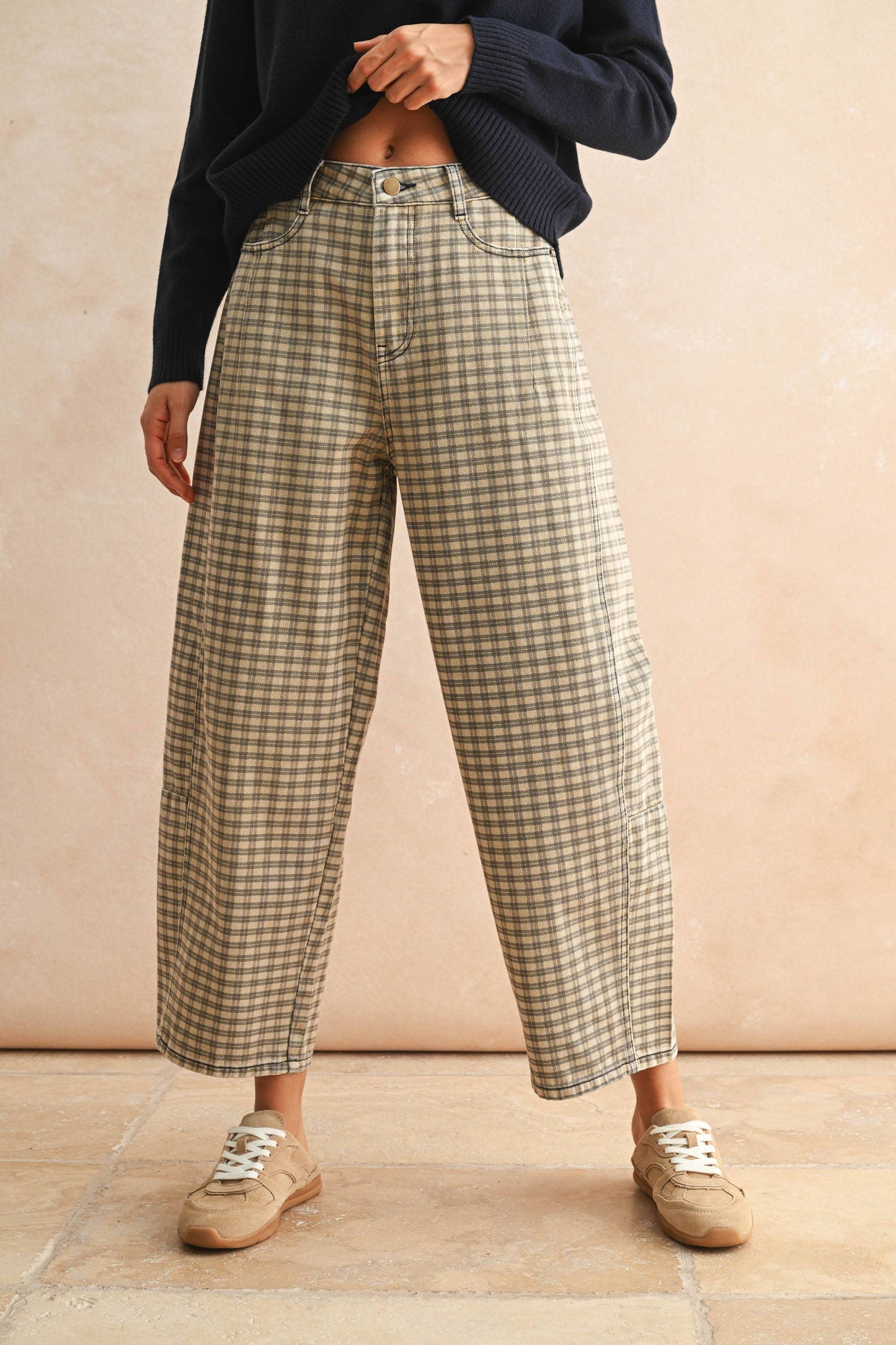 Charlie Gingham Barrel Pants