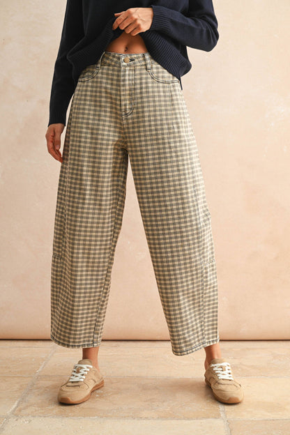 Charlie Gingham Barrel Pants