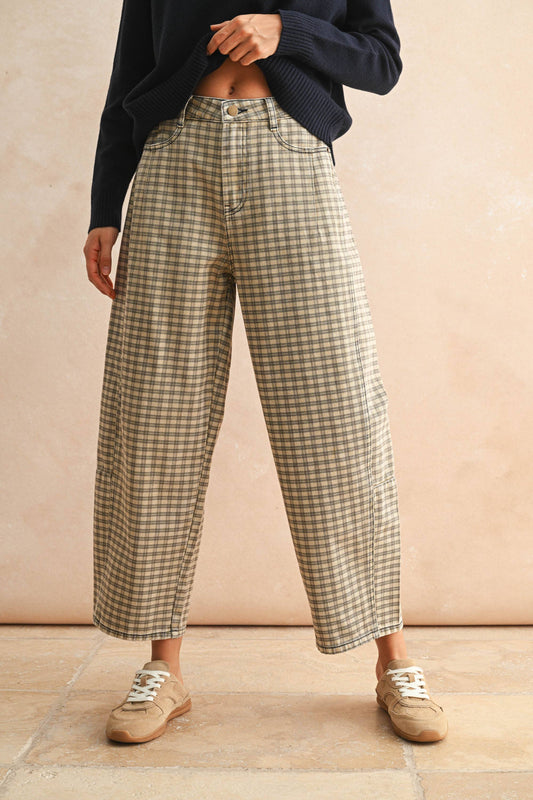 Charlie Gingham Barrel Pants