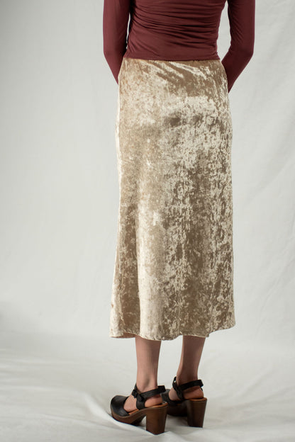 Back of gold velvet skirt