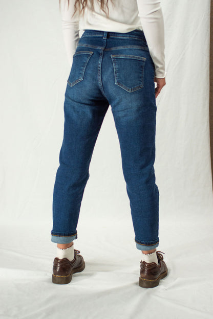 Back of straight leg mom jeans