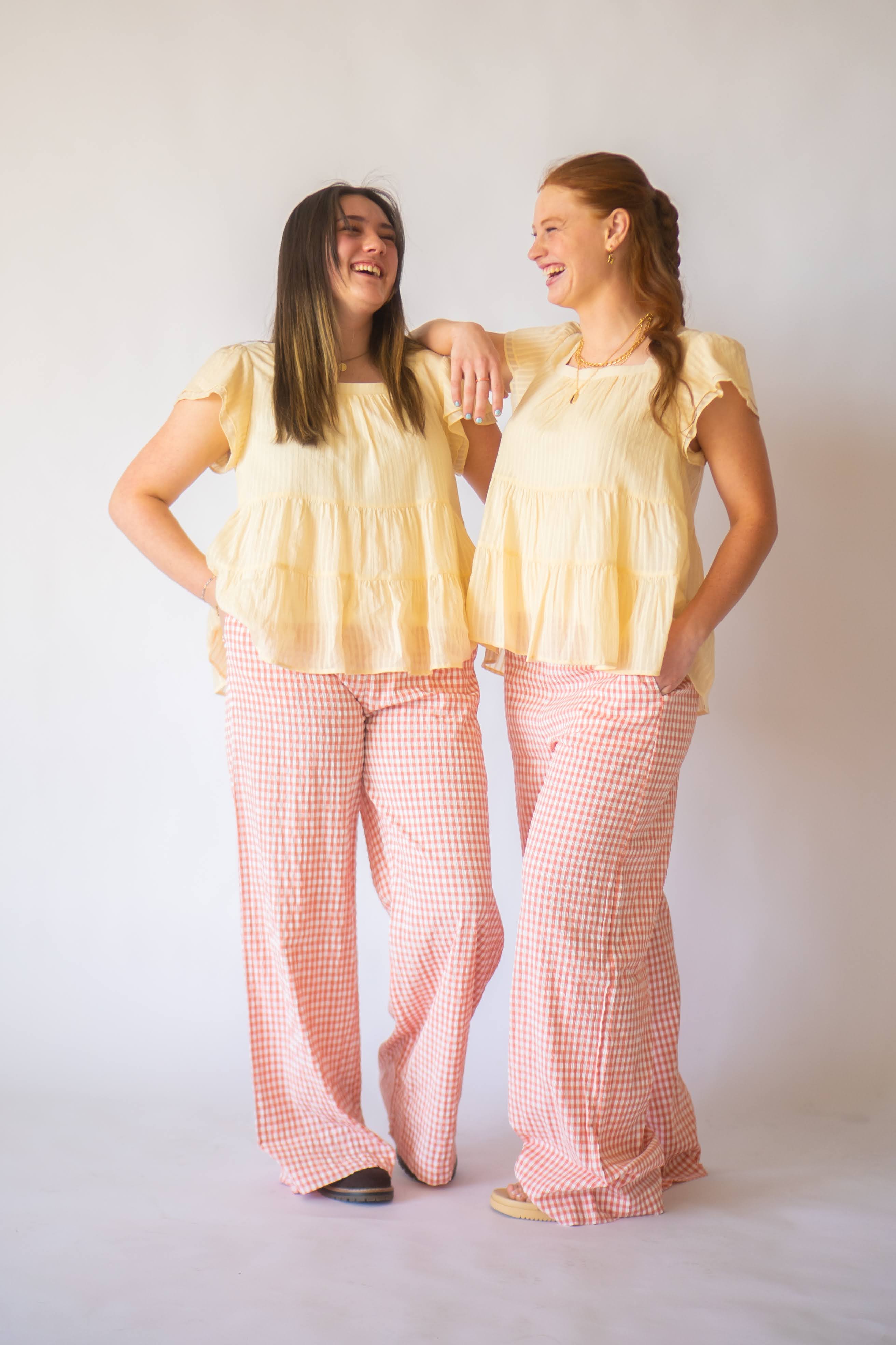 Lilith Gingham Wide Leg Pants - Small