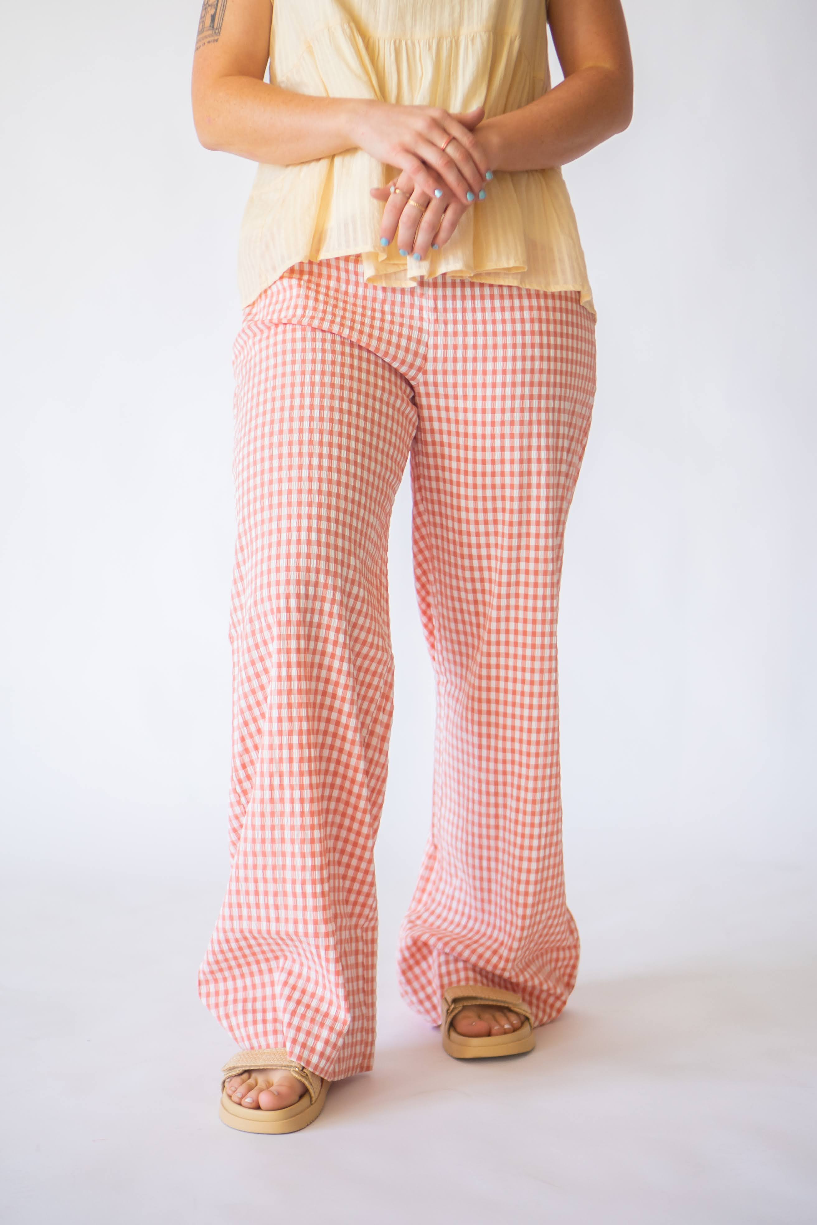 Lilith Gingham Wide Leg Pants - Small