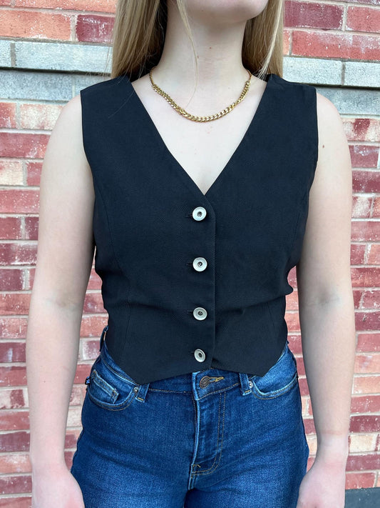 Button up black waistcoat