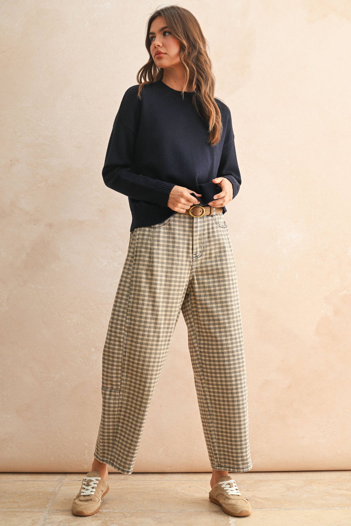 Charlie Gingham Barrel Pants