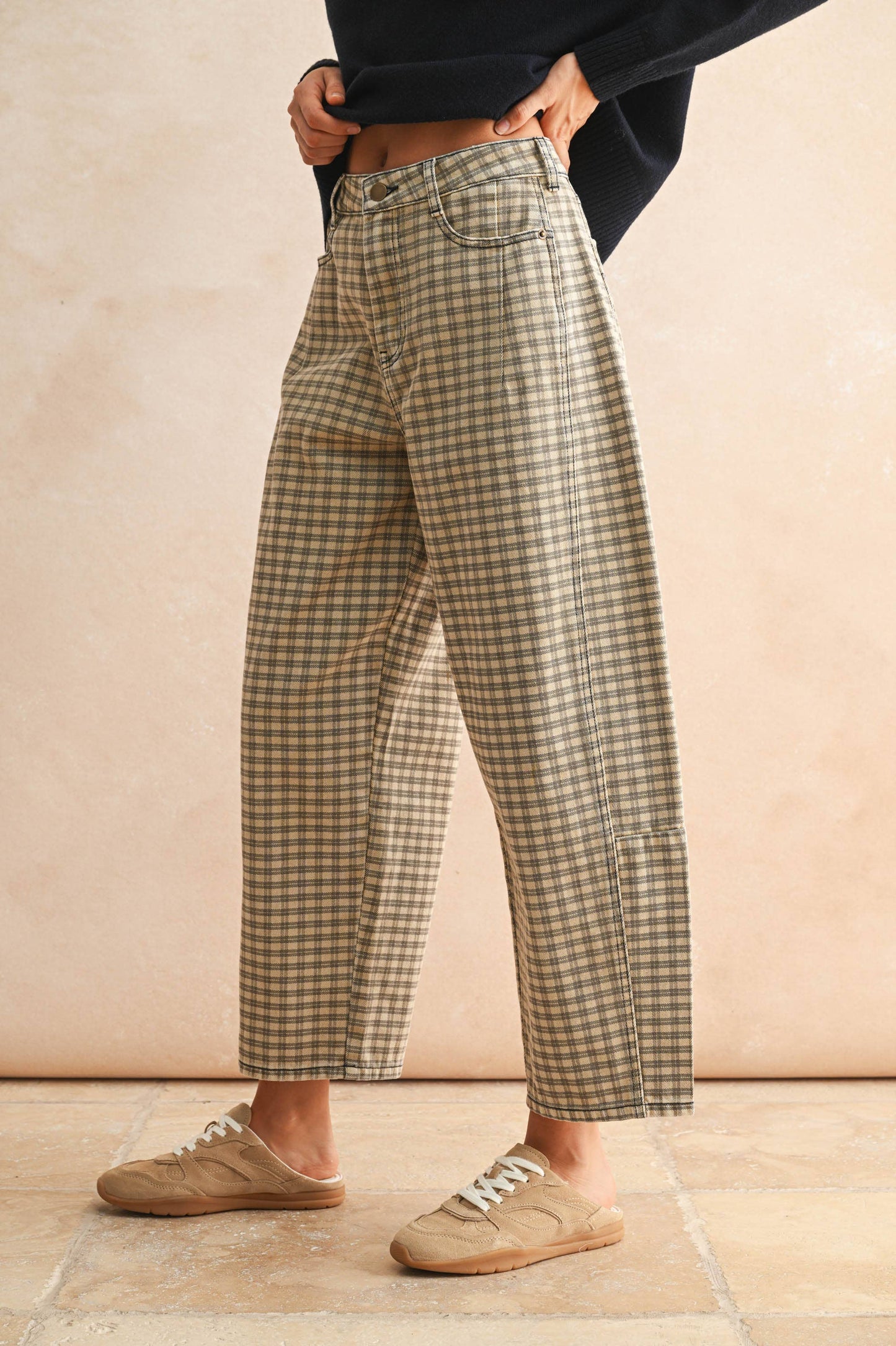 Charlie Gingham Barrel Pants