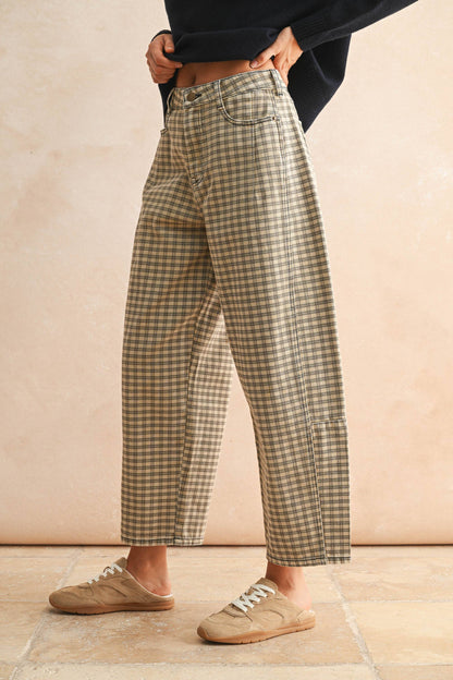 Charlie Gingham Barrel Pants